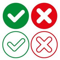 Set of checkmarks in round shapes. vector