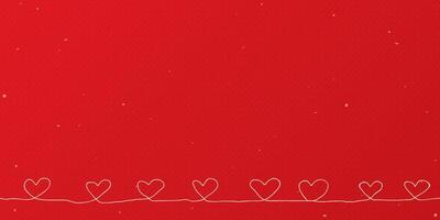 Minimalist heart shape doodle continuous line on bond paper red color background graphic illustration. vector