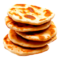 Stack of Soft Grilled Bread with Golden Brown Spots on Surface png
