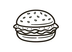 Burger Line Art Icon Fast Food Outline Drawing for Digital Design vector