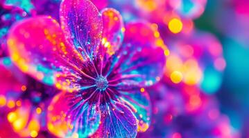Vibrant close-up of a flower with brilliant colors reflecting light in a natural setting during daytime photo