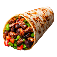 Delicious Beef Burrito Wrapped in Soft Tortilla with Fresh Ingredients png