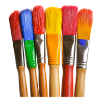 Vivid Paint Brushes with Bright Bristles in a Colorful Display png