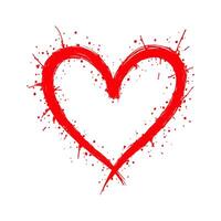 Red heart symbol painted with splatter effects, in artistic style, on a clean white background. Concept of love and passion. Valentine's day illustration. vector