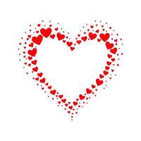 Heart shape formed by multiple red hearts of varying sizes, arranged on a white background, symbolizing love and affection. Valentine's day illustration. vector