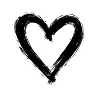 Black hand-drawn heart illustration with bold brushstrokes, minimal white background, artistic concept of love and passion. Valentine's day illustration. vector