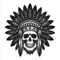 Artistic Skull Design Highlighting Native American Culture vector