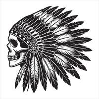 Native American Headdress Skull Design for Artistic Appeal vector