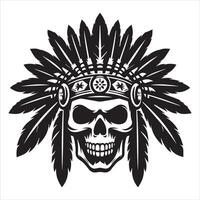 Traditional Headdress Skull Art with Tribal Vibes vector