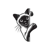 Fun Kitty Peeking Design Concept vector