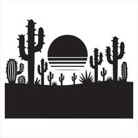 Hand-drawn Desert Cactus Scene for Graphic Design vector