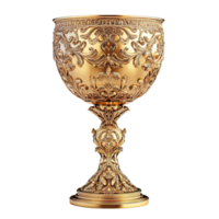 Intricately Designed Gold Chalice with Elaborate Engravings Isolated on Transparent Background png