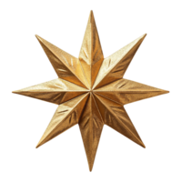 Intricately Designed Golden Star with Symmetrical Points and Lustrous Texture Isolated on Transparent Background png