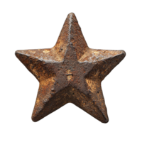 Decorative Five-Pointed Star with Heavy Rust and Textured Metal Surface on Transparent Background png