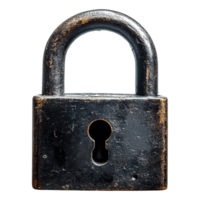 Traditional Padlock with Rectangular Body and Rustic Appearance Isolated on Transparent Background png
