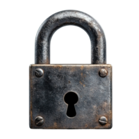 Charming Rustic Padlock with Rectangular Design and Metal Finish Isolated on Transparent Background png