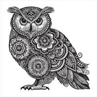 Whimsical Owl Mandala Design with Flowing Lines vector