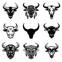 Intricate Bull Head Illustration Set for Professional Use vector