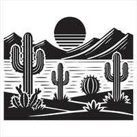 Desert Cactus Scene Clipart for Creative Project vector