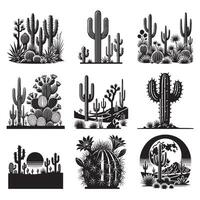 Desert Cactus Scene Clipart Design Bundle for Creative Projects vector