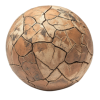 Spherical Terracotta Object with Drought-like Cracks Isolated on Transparent Background png