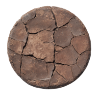Dry Earth Texture in Round Format with Organic Cracking Pattern Isolated on Transparent Background png