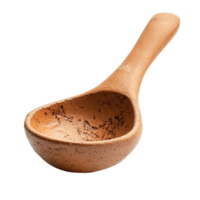 Rustic pottery spoon featuring handcrafted details and natural aesthetics isolated on transparent background png
