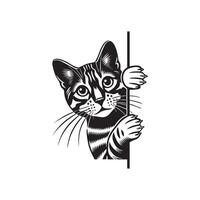 Elegant Kitty Peeking Illustration Design vector