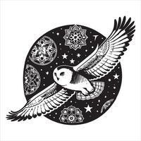 Enchanted Owl Mandala Design for Dreamer vector
