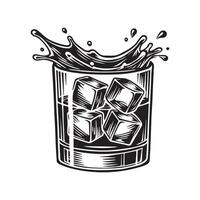 Stylish Whiskey Glass with a Splash of Whiskey Design vector
