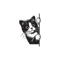 Subtle Kitty Peeking Design Touch vector