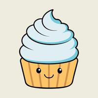Smiling Kawaii Cupcake Cartoon Illustration Design vector