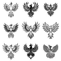 Phoenix Mythology Bird Design Collection for Creatives vector