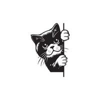 Whimsical Cat Peek Drawing Design vector