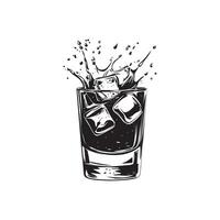 Bold Whiskey Glass Art with Splashing Whiskey vector