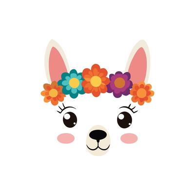 Cute Llama Face Surrounded by Blossoms
