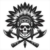 Stunning Native Headdress Skull Art for Unique Design vector