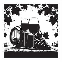 Winery Vineyard Scene Illustration with a Rustic Touch vector
