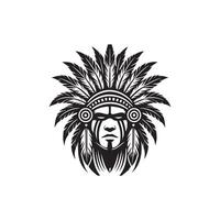 Ancient Taino Warrior Face Artwork Design vector