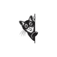 Cat Curiosity Peek Design Style vector