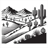 Desert Cactus Artwork for Graphic Design vector