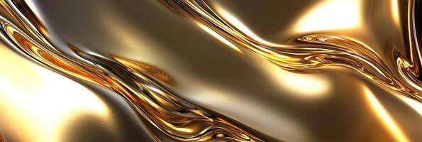 golden smooth wavy metallic textured background abstract banner photo