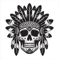 Native American Headdress Skull Art for Graphic Designer vector