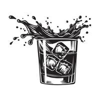 Dynamic Whiskey Splash in an Artistic Glass Illustration vector
