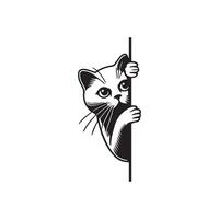 Curious Cat Peeking Artwork Design vector
