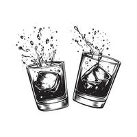 Whiskey Glass Art Featuring a Splash of Whiskey vector