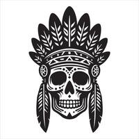 Native American-Inspired Skull Art for Illustrative Creation vector
