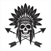 Tribal Skull Design with Authentic Native Headdress Details vector