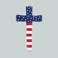 Patriotic Christian Cross with American Flag Design vector