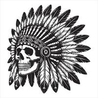 Native American Headdress Skull Illustration Design for Artistic Creation vector